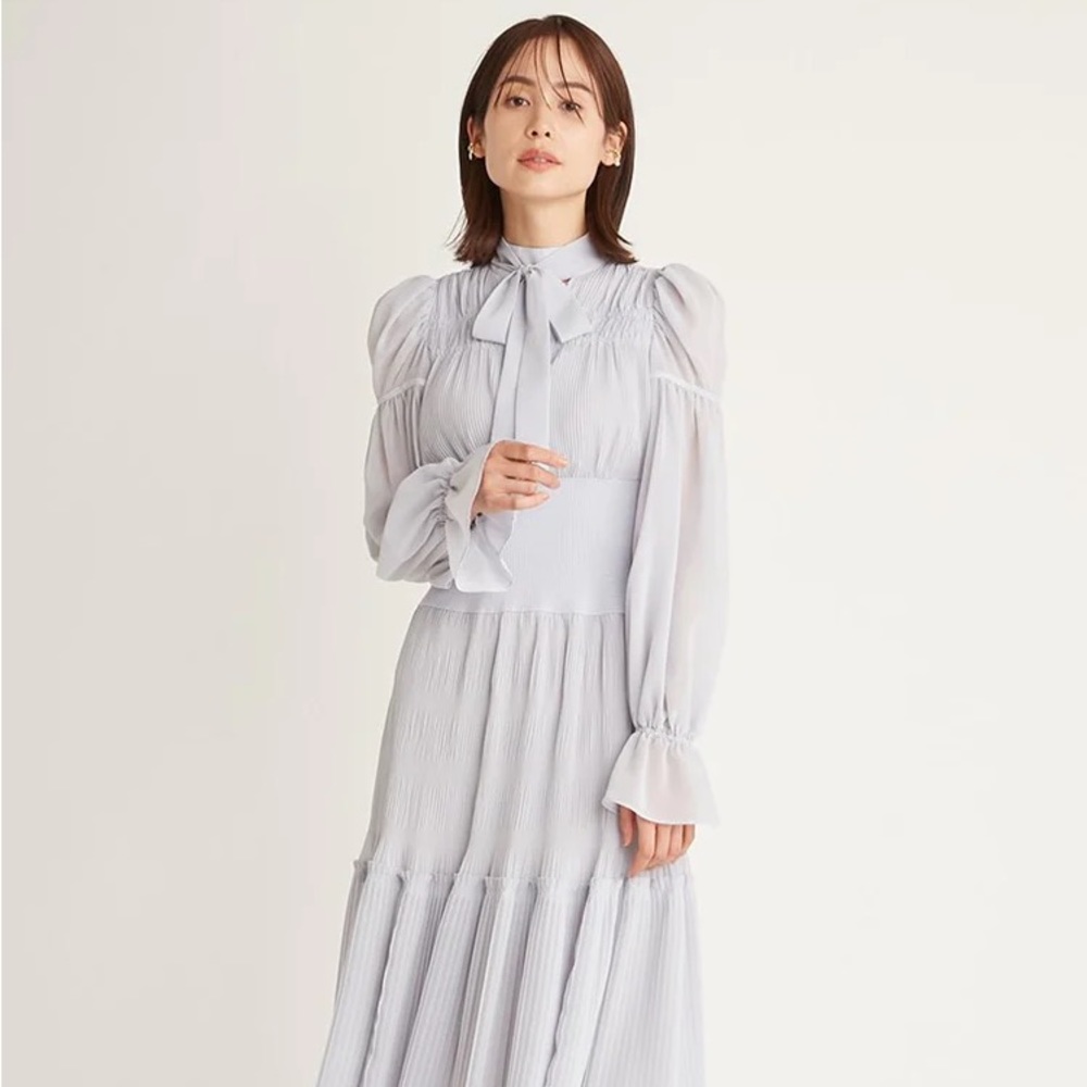 SNIDEL Waist Rib Pleated Maxi Dress